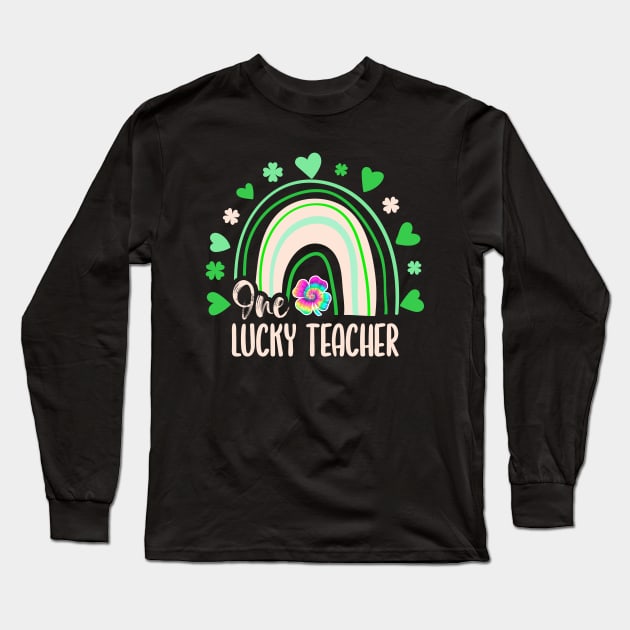 Tie Dye Rainbow Happy St Patricks Day One Lucky Teacher Shamrock Long Sleeve T-Shirt by wonderws